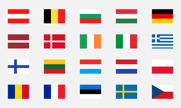 Banderas Países Europeos Marcar Iconos Vectoriales Fondo Aislado Vector Conjunto — Archivo Imágenes Vectoriales