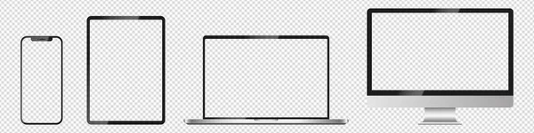 Реалістичні Макети Пристроїв Apple Прозорому Фоні Векторний Набір Телефону Планшета — стоковий вектор