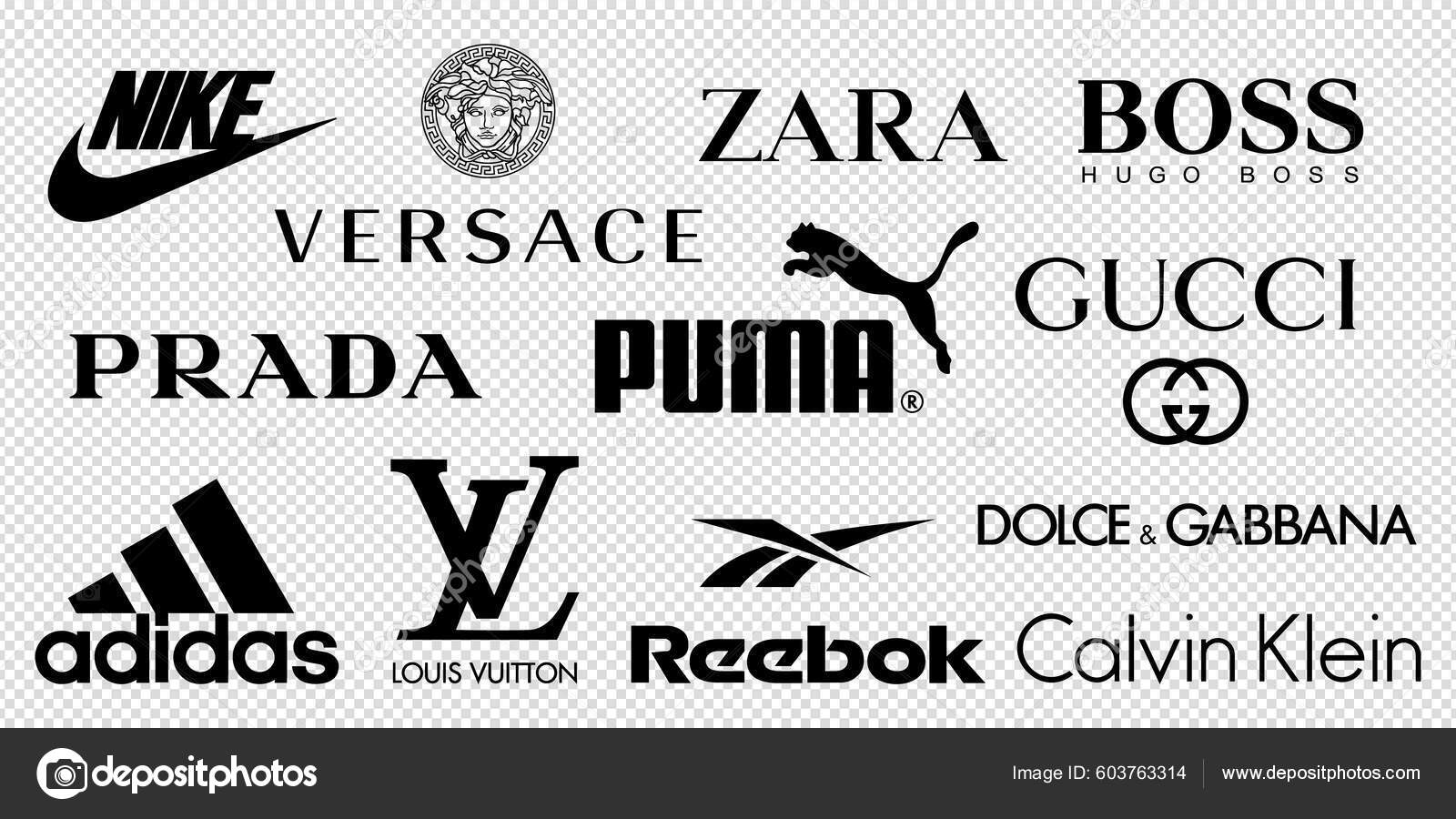 Vector Logos Popular Clothing Brands Chanel Louis Vuitton Prada Gucci Vector  de stock por ©thebeststocker44 603763314
