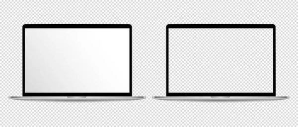 Realistic Apple Laptop Mockups Transparent Background Vector Set Laptop Blank — Stock Vector