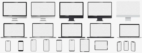 Реалістичний Макет Комп Ютера Ноутбука Планшета Телефону Колекція Макетів Екрана — стоковий вектор