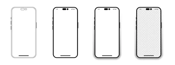 Set Von Realistischen Modellen Smartphone Mit Transparenten Bildschirmen Smartphone Attrappen — Stockvektor