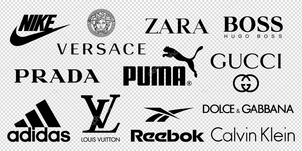 Vector logos of popular clothing brands such as Chanel, Louis Vuitton