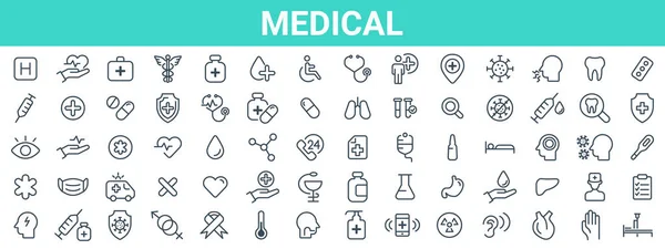 Ícones Saúde Medicina Fundo Isplated Conjunto Ícones Medicina Cuidados Saúde —  Vetores de Stock