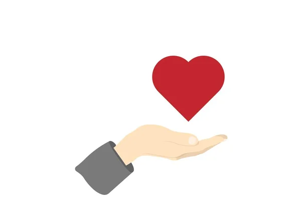 Hand Hält Eine Herz Vektor Illustration Konzeptkunst Für Liebe Und — Stockvektor