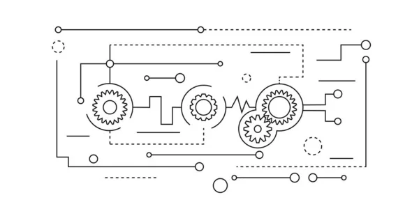 Gear ve Bağlantı Çizgisi Sanatı ile Teknolojik Arkaplan