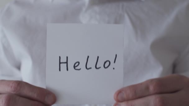 商人展示 Hello Note — 图库视频影像