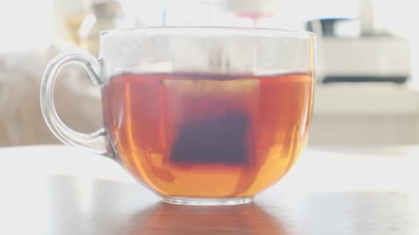 Tea Bag Transparent Mug — Stock Video