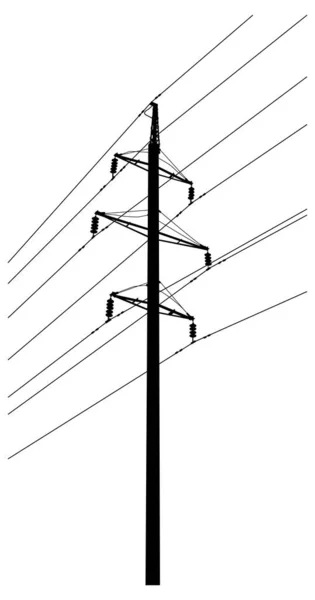 Linie Energetyczne Silhouette Low Angle Koncepcja Zużycia Energii Technologii — Wektor stockowy