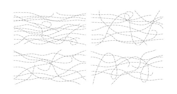 Barbed Wire Bakgrunder Set Isolerad Vitt Begreppet Avgränsat Område Eller — Stock vektor