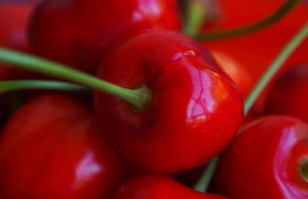Large Red Cherry Macro Image — Stockfoto