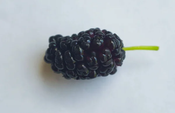 Macro Image Red Mulberry Fruit White Background — Stock Photo, Image