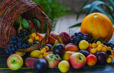                                Various fruits, summer fruits on the table