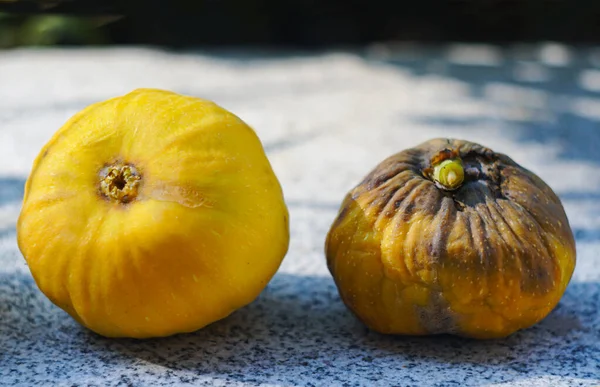 A well-ripened yellow fig