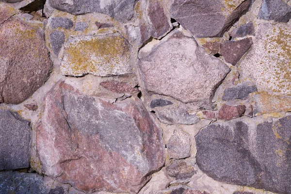 Uma Antiga Parede Pedras Granito Diferentes Tamanhos Como Fundo — Fotografia de Stock