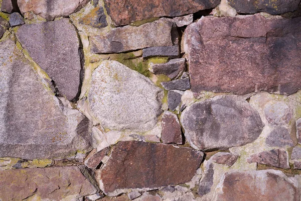 Uma Antiga Parede Pedras Granito Diferentes Tamanhos Como Fundo — Fotografia de Stock