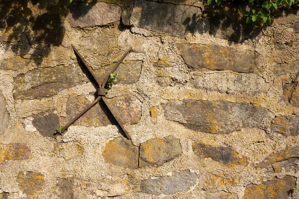 Uma Antiga Parede Pedra Medieval Como Pano Fundo — Fotografia de Stock