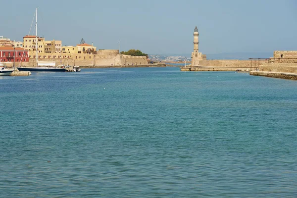 Αρχαίος Φάρος Στο Λιμάνι Των Χανίων Στο Νησί Της Κρήτης — Φωτογραφία Αρχείου