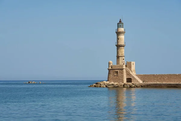 Ancient Lighthouse Port Chania Island Crete — Stok fotoğraf