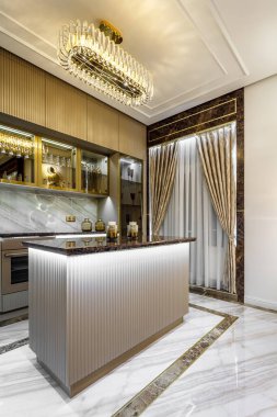Lüks Mutfak Tasarımı. İtalyan mermeri ve granit tezgah