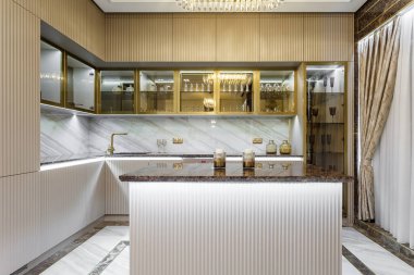 Lüks Mutfak Tasarımı. İtalyan mermeri ve granit tezgah