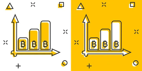 Ikona Wzrostu Bitcoina Stylu Komiksowym Ilustracja Wektora Kreskówki Blockchain Białym — Wektor stockowy