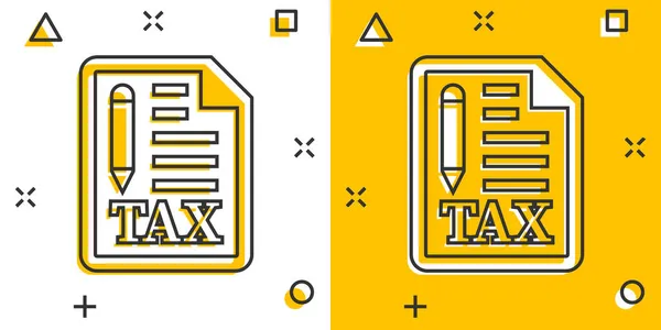 Steuerzahlungs Ikone Comic Stil Budget Invoice Cartoon Vektor Illustration Auf — Stockvektor