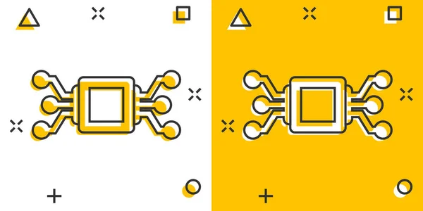 Computer Chip Icoon Komische Stijl Circuit Board Cartoon Vector Illustratie — Stockvector