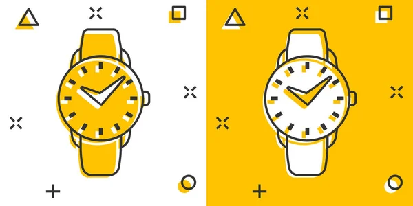 Icône Montre Bracelet Dans Style Comique Horloge Main Dessin Animé — Image vectorielle