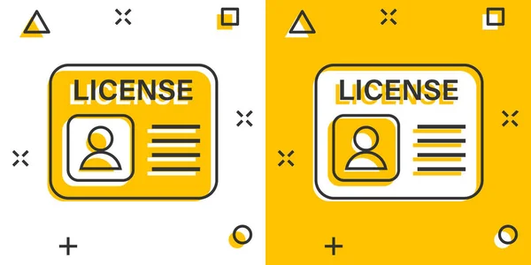 Icono Licencia Conducir Estilo Cómico Tarjeta Dibujos Animados Ilustración Vectorial — Vector de stock