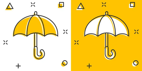 Umbrella Icon Comic Style Parasol Cartoon Vector Illustration White Isolated — Stock Vector