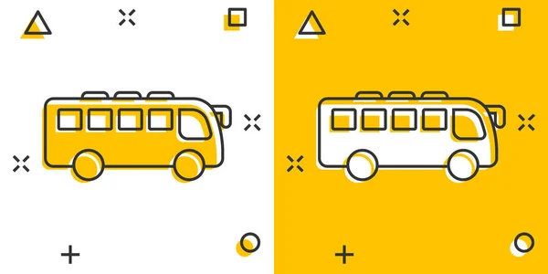 Ikona Autobusu Komicznym Stylu Ilustracja Wektora Kreskówki Trenera Białym Odosobnionym — Wektor stockowy