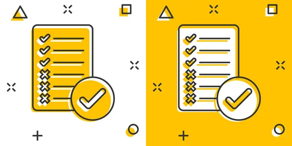 Icono Lista Verificación Documentos Estilo Cómico Informe Ilustración Vectorial Dibujos — Archivo Imágenes Vectoriales