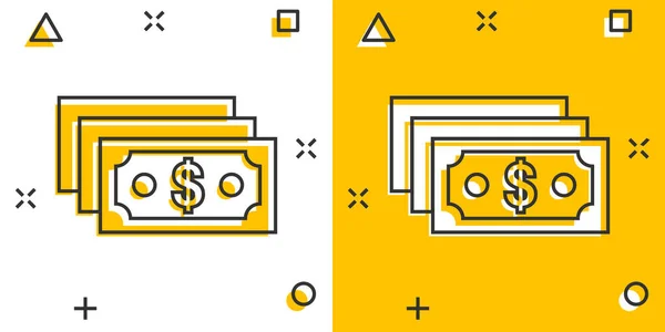 Moneda Dólar Icono Billete Estilo Cómico Dólar Ilustración Vector Dibujos — Archivo Imágenes Vectoriales