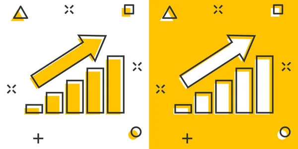 Grafiek Pictogram Stripstijl Pijl Groeien Cartoon Vector Illustratie Wit Geïsoleerde — Stockvector