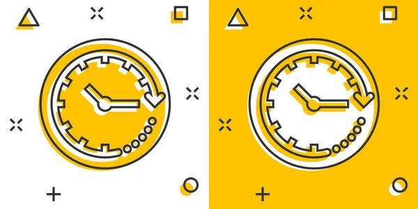 Klocka Ikonen Komisk Stil Titta Tecknad Vektor Illustration Vit Isolerad — Stock vektor