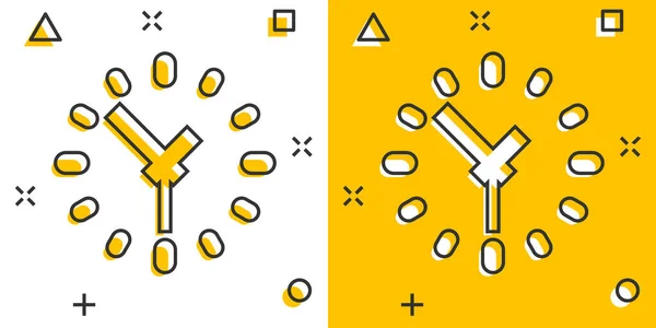 以喜剧风格出现的时钟图标 观看关于白色孤立背景的卡通矢量图解 计时器飞溅效果业务概念 — 图库矢量图片