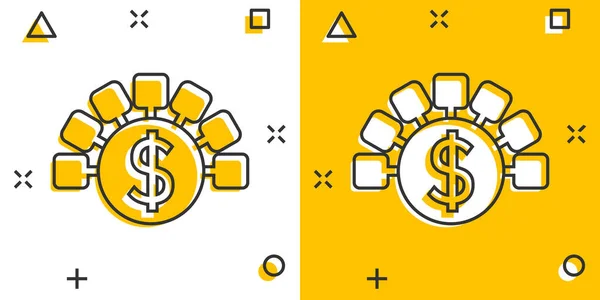Ikona Dochodów Komicznym Stylu Moneta Dolarowa Wektor Ilustracji Wektor Białym — Wektor stockowy