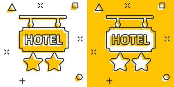 Hotel Hvězdy Podepsat Ikonu Komickém Stylu Inn Kreslený Vektor Ilustrace — Stockový vektor