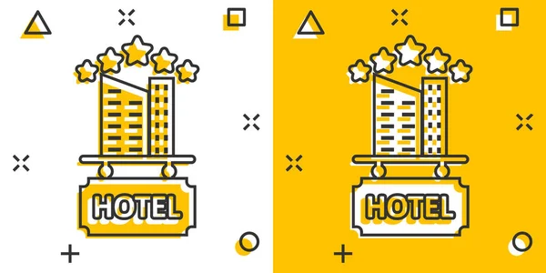 Hotel Gwiazdki Podpisz Ikonę Stylu Komicznym Inn Budynku Ilustracji Wektor — Wektor stockowy