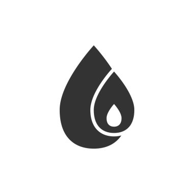 Su damlası ikonu düz stil. Beyaz izole arkaplanda damlacık vektör çizimi. Yağmur damlası iş konsepti.