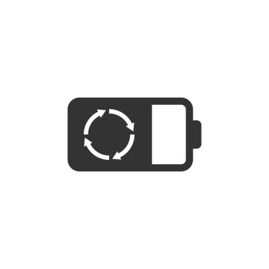 Batarya simgesi düz stil. Beyaz izole edilmiş arkaplanda toplayıcı vektör çizimi. Enerji şarj işi konsepti.