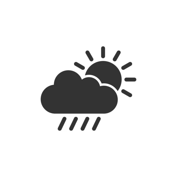 Εικονίδιο Καιρού Επίπεδη Στυλ Εικόνα Διανύσματος Ήλιου Νέφους Και Βροχής — Διανυσματικό Αρχείο