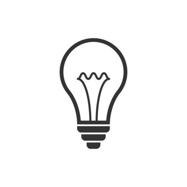 Düz bir ampul simgesi. Beyaz izole edilmiş arka planda ampul vektör çizimi. Enerji lambası iş anlaşması konsepti.