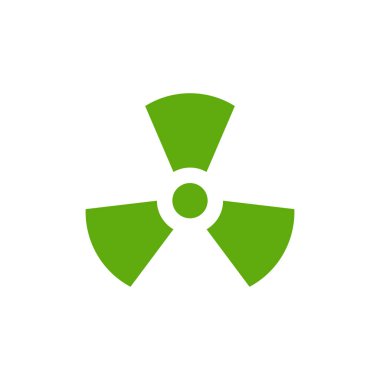 Nükleer radyasyon ikonu düz bir şekilde. Beyaz izole edilmiş arka planda radyoaktivite vektör çizimi. Zehirli işaret dili iş kavramı.