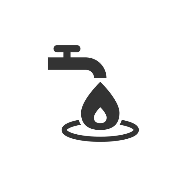 Water Tap Icon Flat Style Droplet Vector Illustration White Isolated — Stock Vector