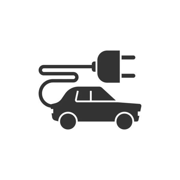 电动汽车图标为扁平风格 白色孤立背景上的电子自动矢量图解 生态交通商业概念 — 图库矢量图片