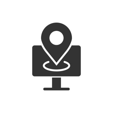 Bilgisayar navigasyon simgesi düz stil. Beyaz izole arkaplandaki GPS vektör illüstrasyonunu izle. Şehir alanı konumu iş konsepti.