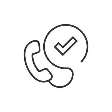 Telefon denetim simgesi düz stil. Beyaz izole edilmiş arka planda akıllı telefon onaylı vektör çizimi. İş konseptini doğrula.