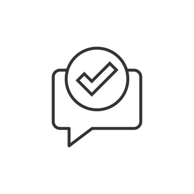 Sohbet simgesini düz konuş. Beyaz izole edilmiş arkaplanda işaretli vektör çizelgesine sahip konuşma balonu. Takım tartışma düğmesi iş konsepti.